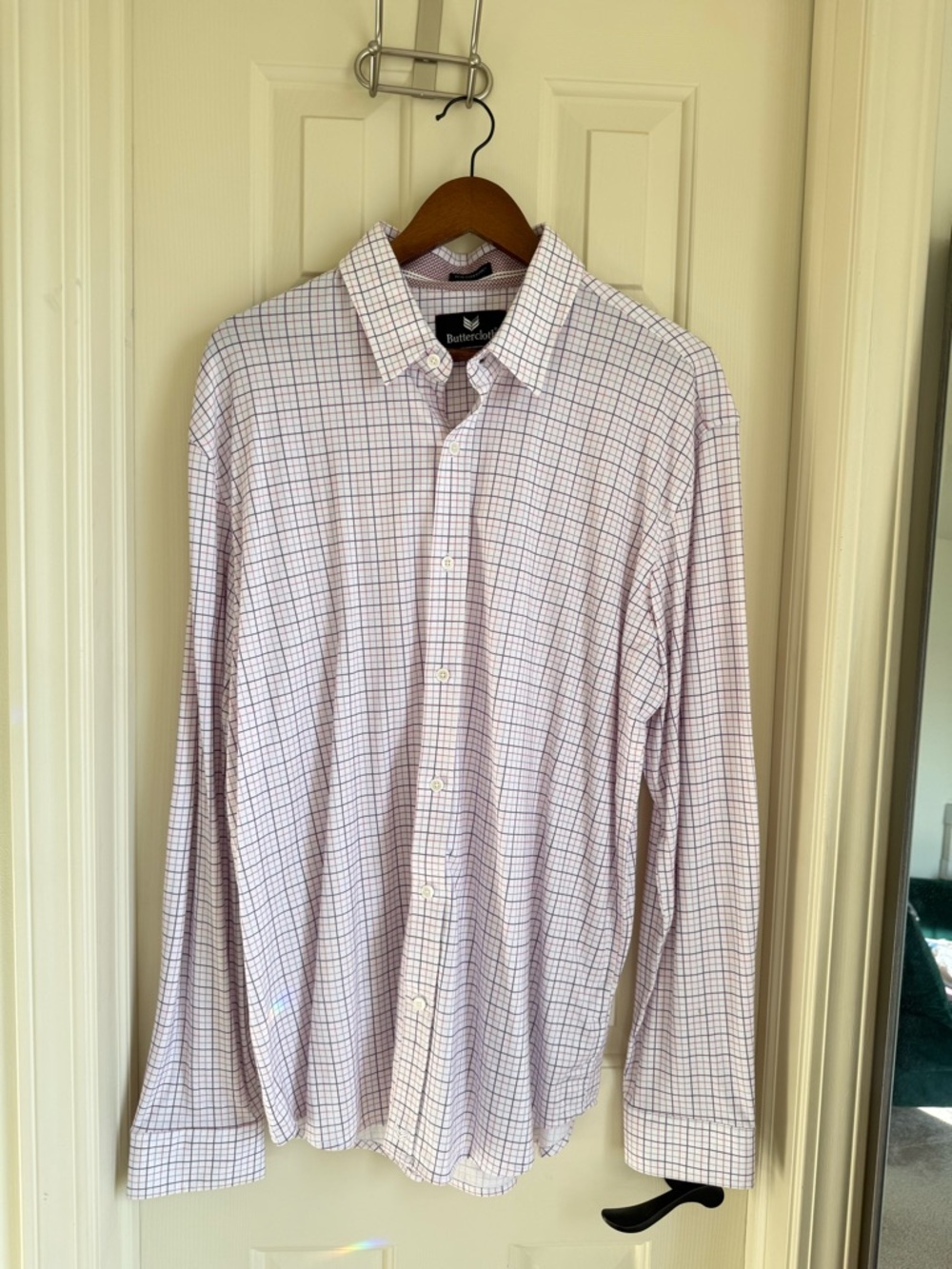 Buttercloth Men's Purple and Pink Windowpane Button-Down Shirt
